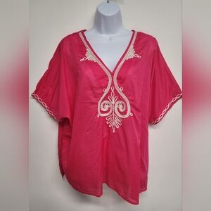 Jaclyn Smith Pink And White Boxy Top XXL